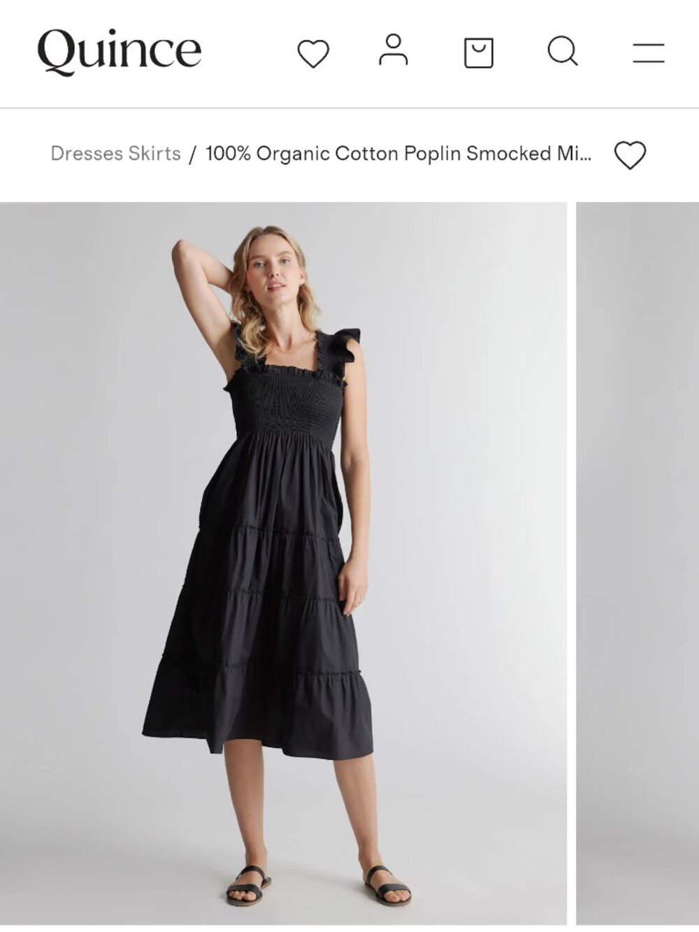 Quince 100% Organic Cotton Poplin Smocked Midi Dress